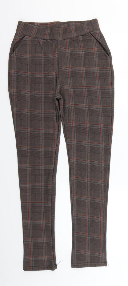 cc fashion Womens Brown Check  Chino Trousers Size S L25.5 in