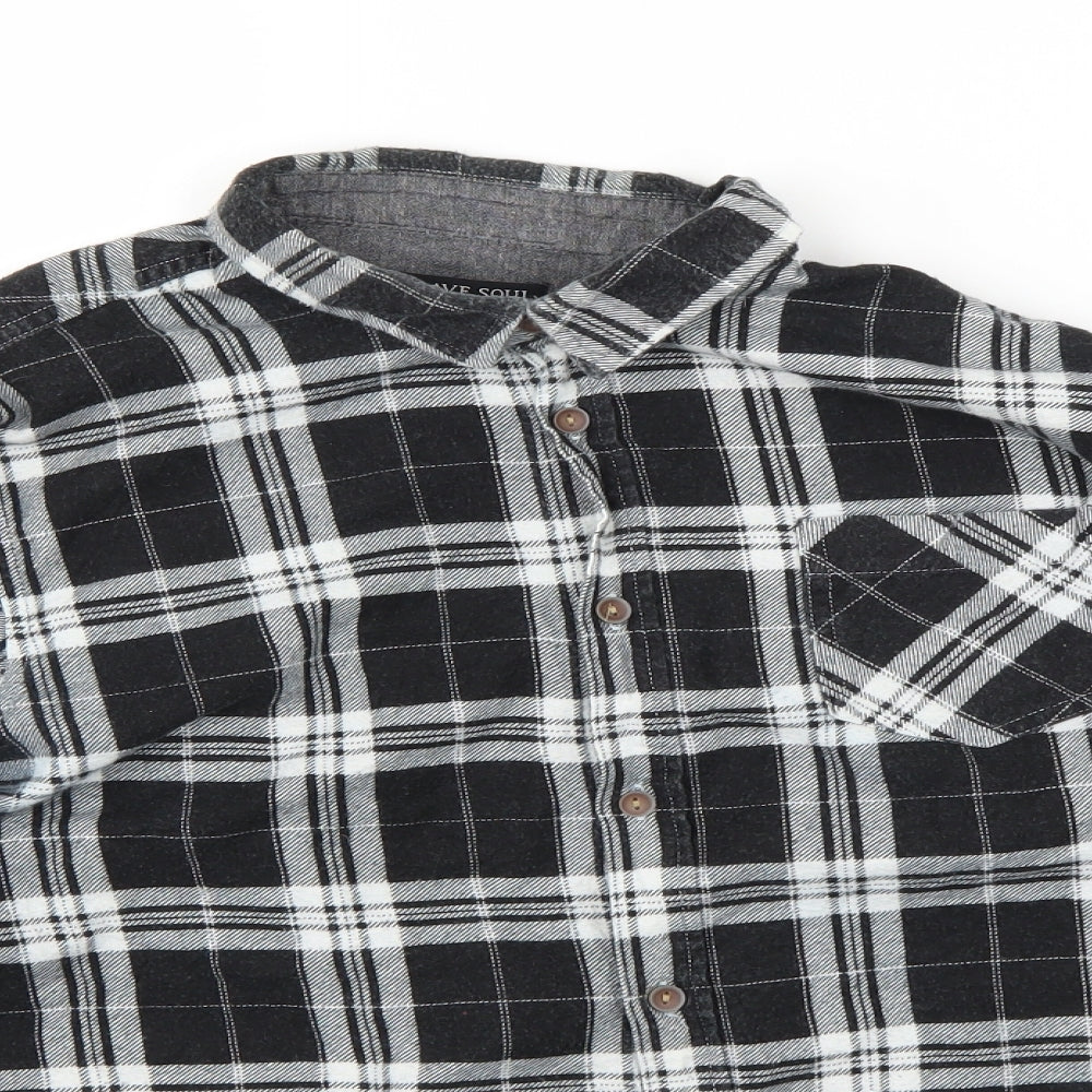 Mens UK Size M Brave Soul Grey  Button-Up Long Sleeve Casual Shirt