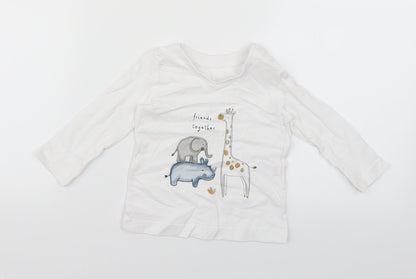 George Baby White Geometric  Pullover T-Shirt Size 6-9 Months