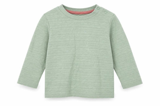 Front view of Nutmeg Baby Green Basic T-Shirt, size 6-9, Months