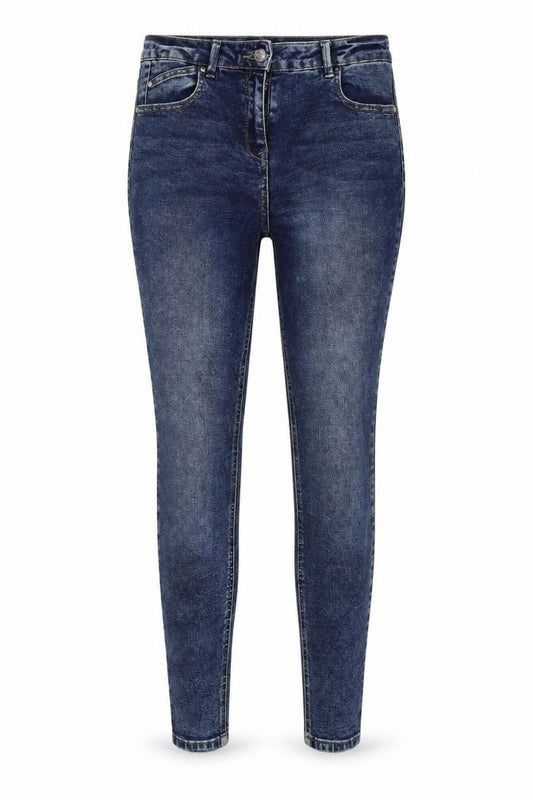 Front view of Denim women’s blue denim skinny jeans, size UK 10, 32-inch leg