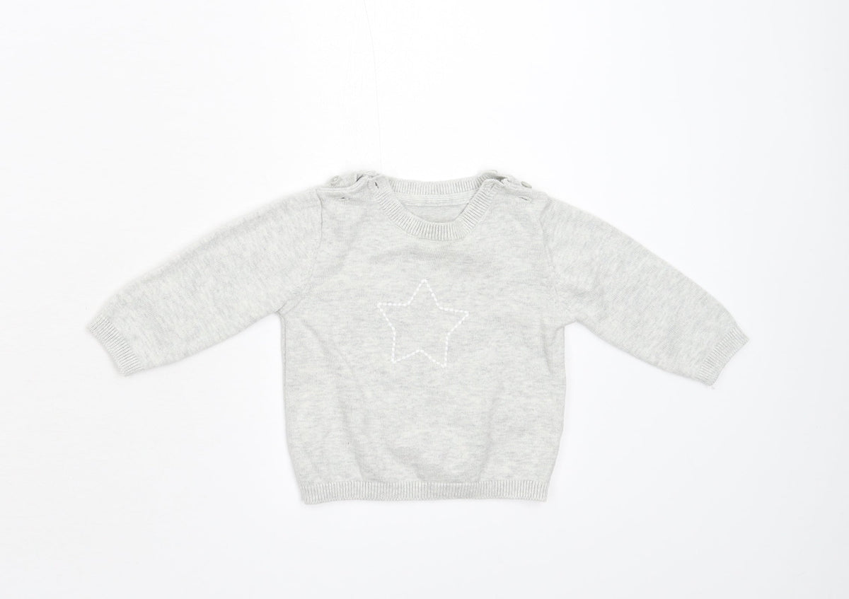 M&S Baby Grey  Knit Pullover Jumper Size 3-6 Months