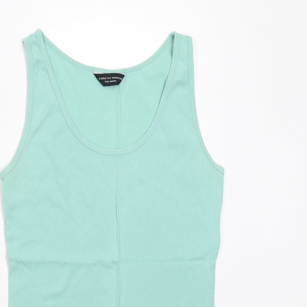 Womens UK Size 12 Dorothy Perkins Green Basic Tank