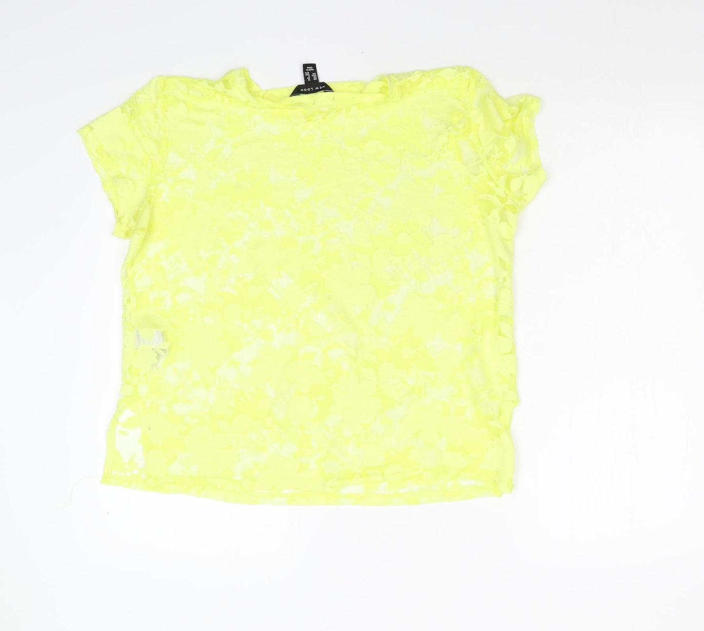 Womens UK Size 12 New Look Yellow Basic T-Shirt