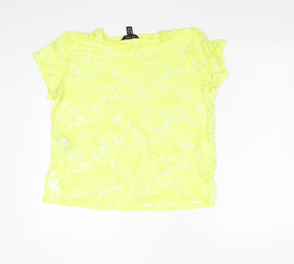 Womens UK Size 12 New Look Yellow Basic T-Shirt