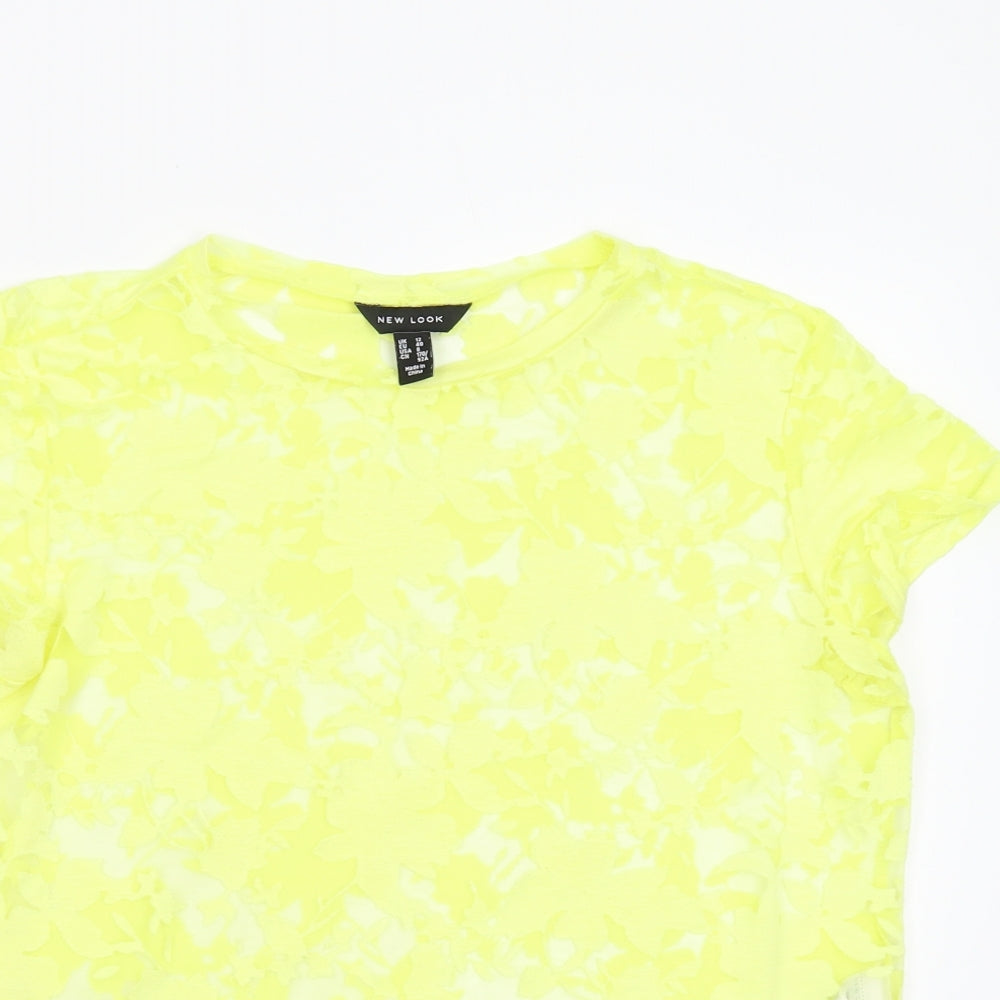 Womens UK Size 12 New Look Yellow Basic T-Shirt