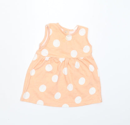 George Girls Orange Polka Dot  T-Shirt Dress  Size 0-3 Months