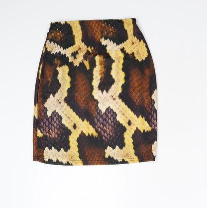 Missguided Womens Multicoloured Animal Print  Straight & Pencil Skirt Size 6