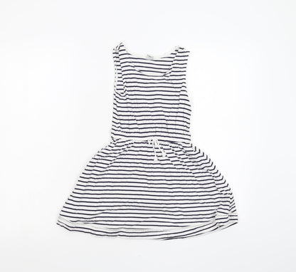 TU Girls White Striped  Fit & Flare  Size 7 Years