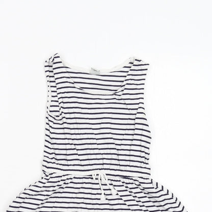 TU Girls White Striped  Fit & Flare  Size 7 Years