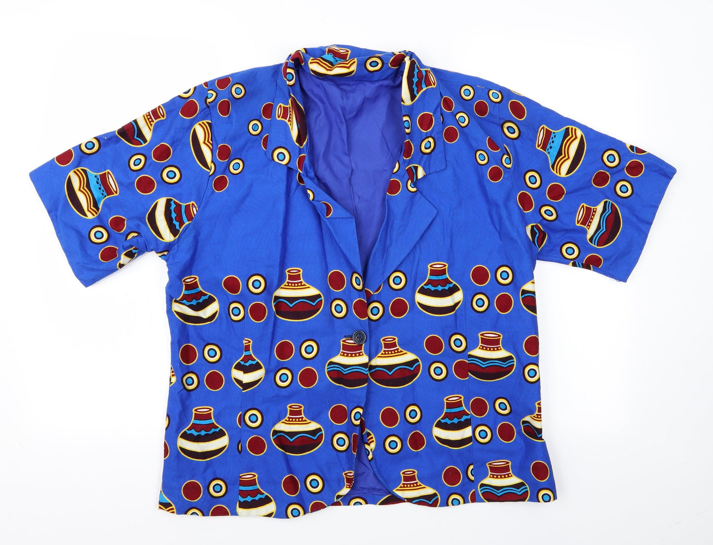 Mens UK Size  Preworn Multicoloured  Button-Up Short Sleeve Casual Shirt
