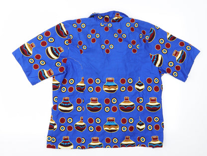 Mens UK Size  Preworn Multicoloured  Button-Up Short Sleeve Casual Shirt