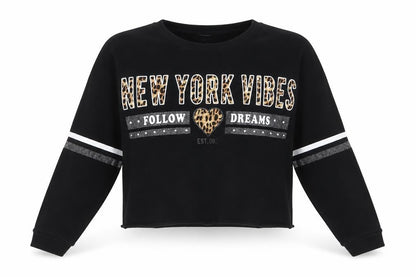 Primark Girls Black   Pullover Jumper Size 12-13 Years  - New York Vibes Follow Dreams