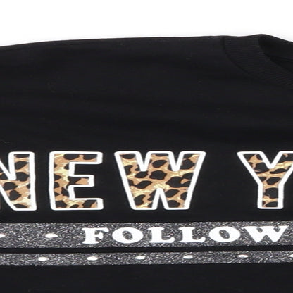 Primark Girls Black   Pullover Jumper Size 12-13 Years  - New York Vibes Follow Dreams