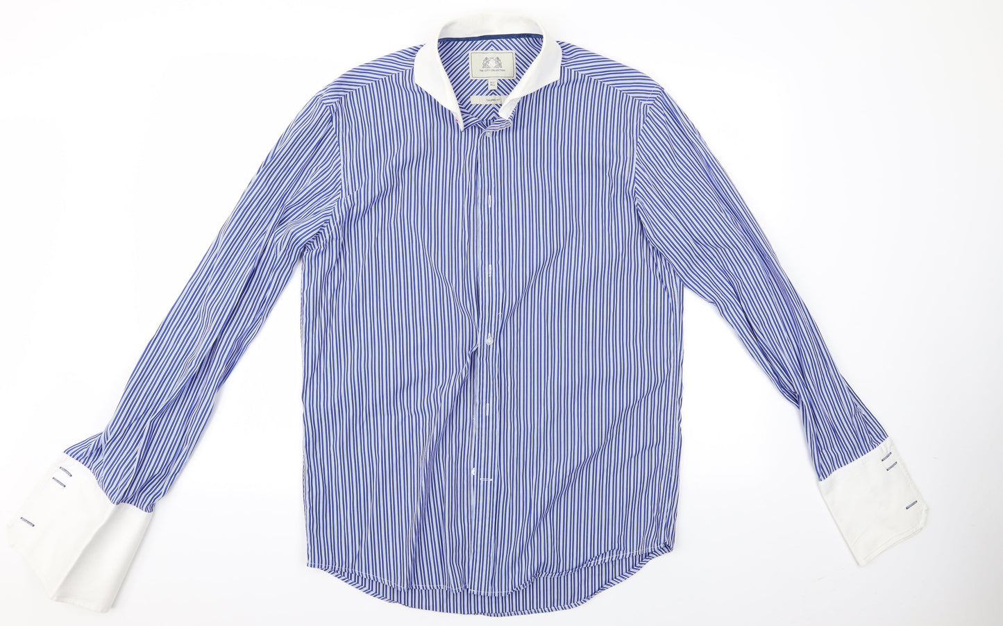 Mens UK Size 15.5 NEXT Blue  Button-Up Long Sleeve Casual Shirt