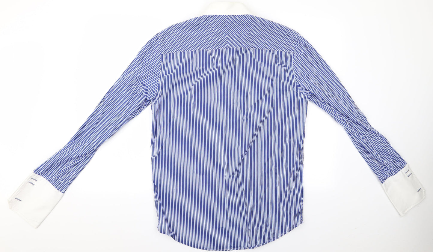 Mens UK Size 15.5 NEXT Blue  Button-Up Long Sleeve Casual Shirt