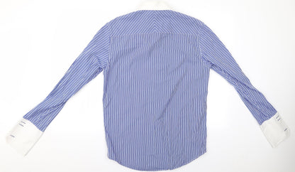 Mens UK Size 15.5 NEXT Blue  Button-Up Long Sleeve Casual Shirt