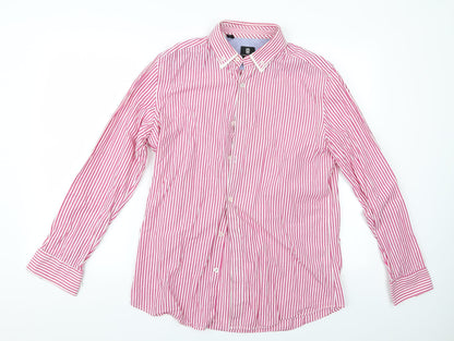 Steel & Jelly Mens Red Striped   Button-Up Size M  - Steel & Jelly