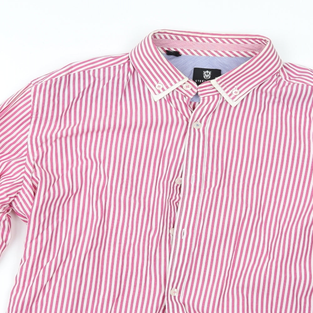 Steel & Jelly Mens Red Striped   Button-Up Size M  - Steel & Jelly
