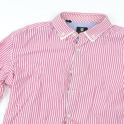 Steel & Jelly Mens Red Striped   Button-Up Size M  - Steel & Jelly