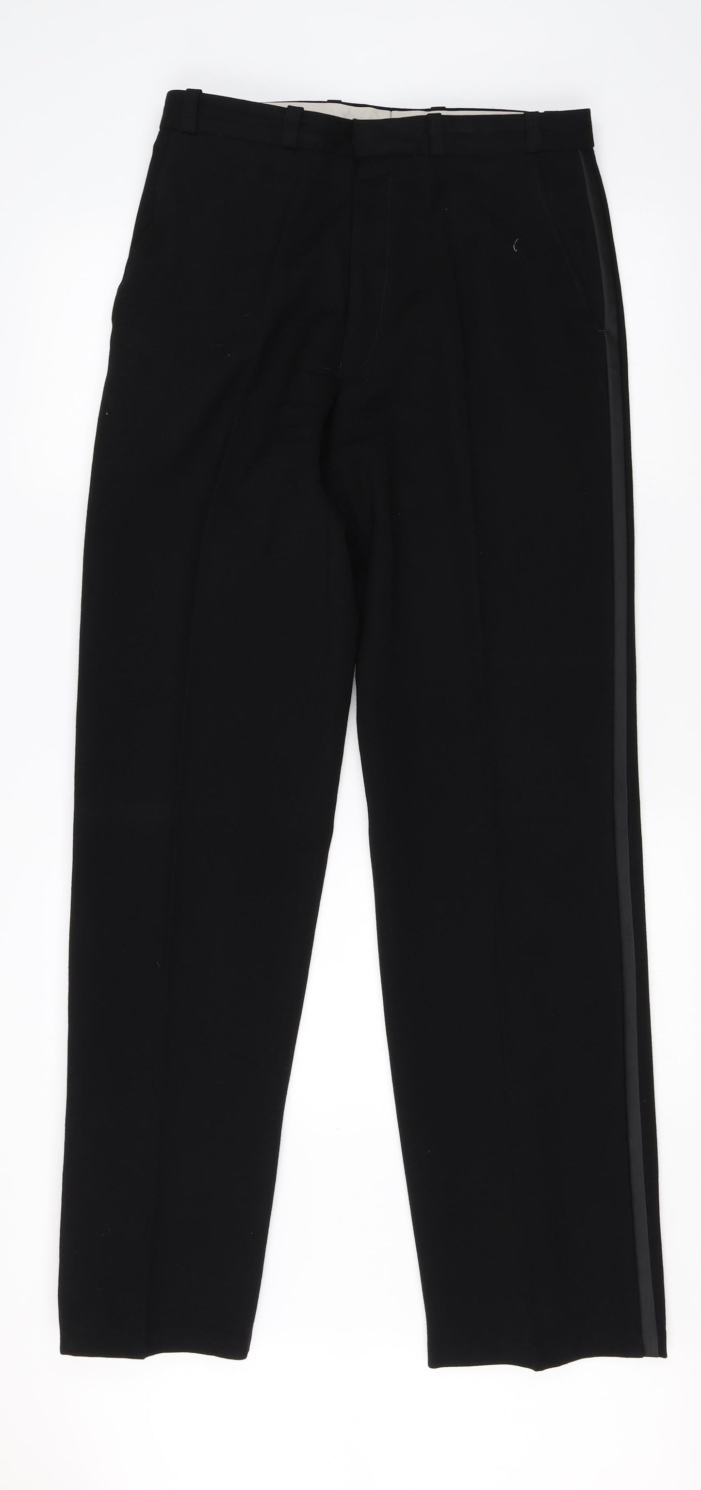 Womens UK Size 32 Preworn Regular Fit Dress Pants Black Trousers
