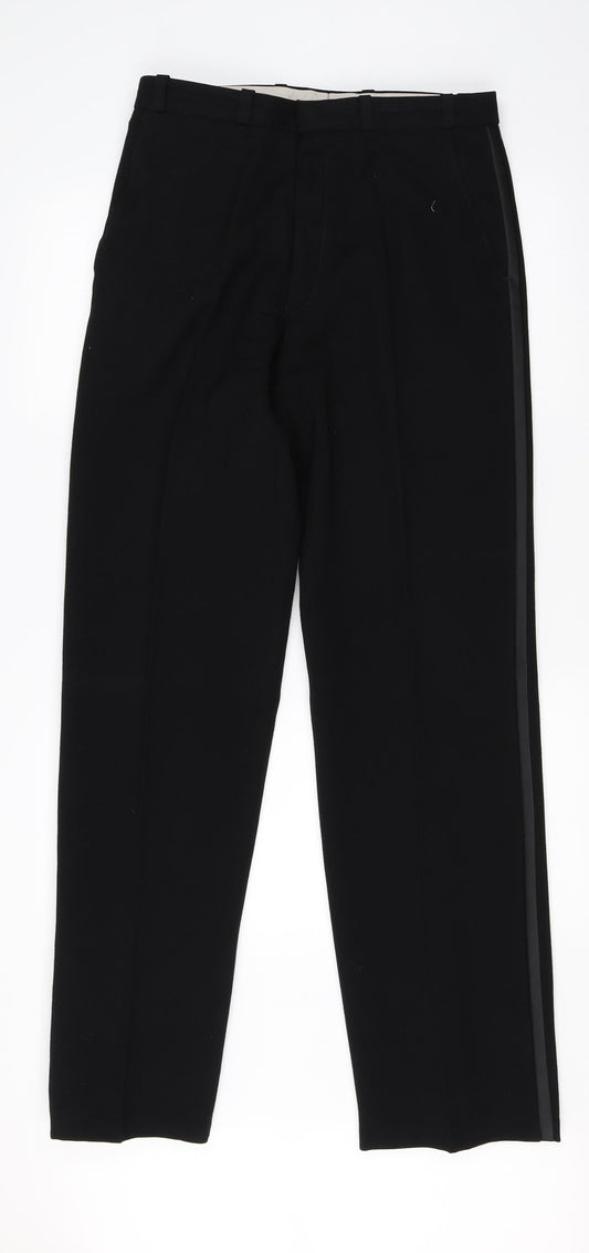 Womens UK Size 32 Preworn Regular Fit Dress Pants Black Trousers