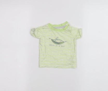 Mothercare Baby Green Striped  Basic T-Shirt Size 3-6 Months