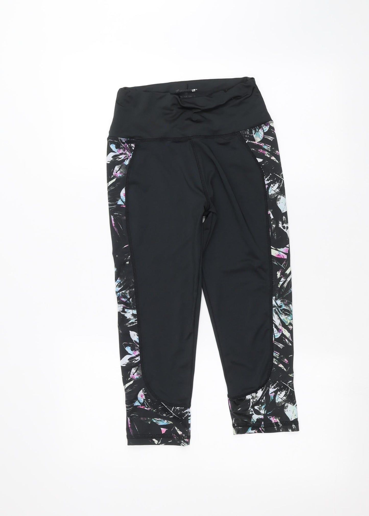 Womens UK Size XS WORKOUT  Cropped Black Leggings
