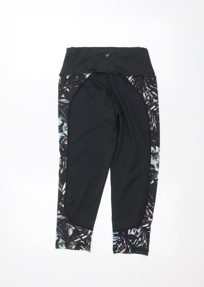 Womens UK Size XS WORKOUT  Cropped Black Leggings