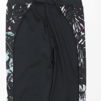Womens UK Size XS WORKOUT  Cropped Black Leggings