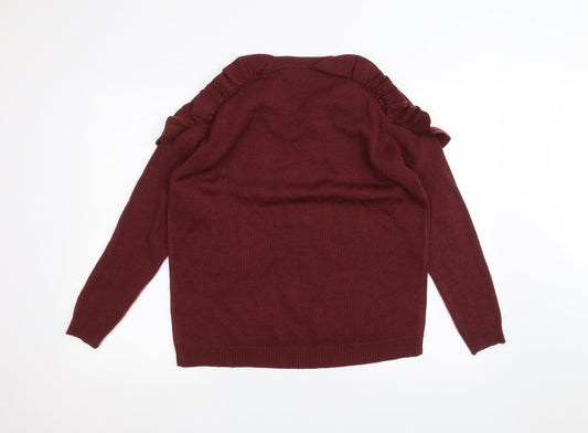 Womens UK Size M Papaya Red Pullover Jumper