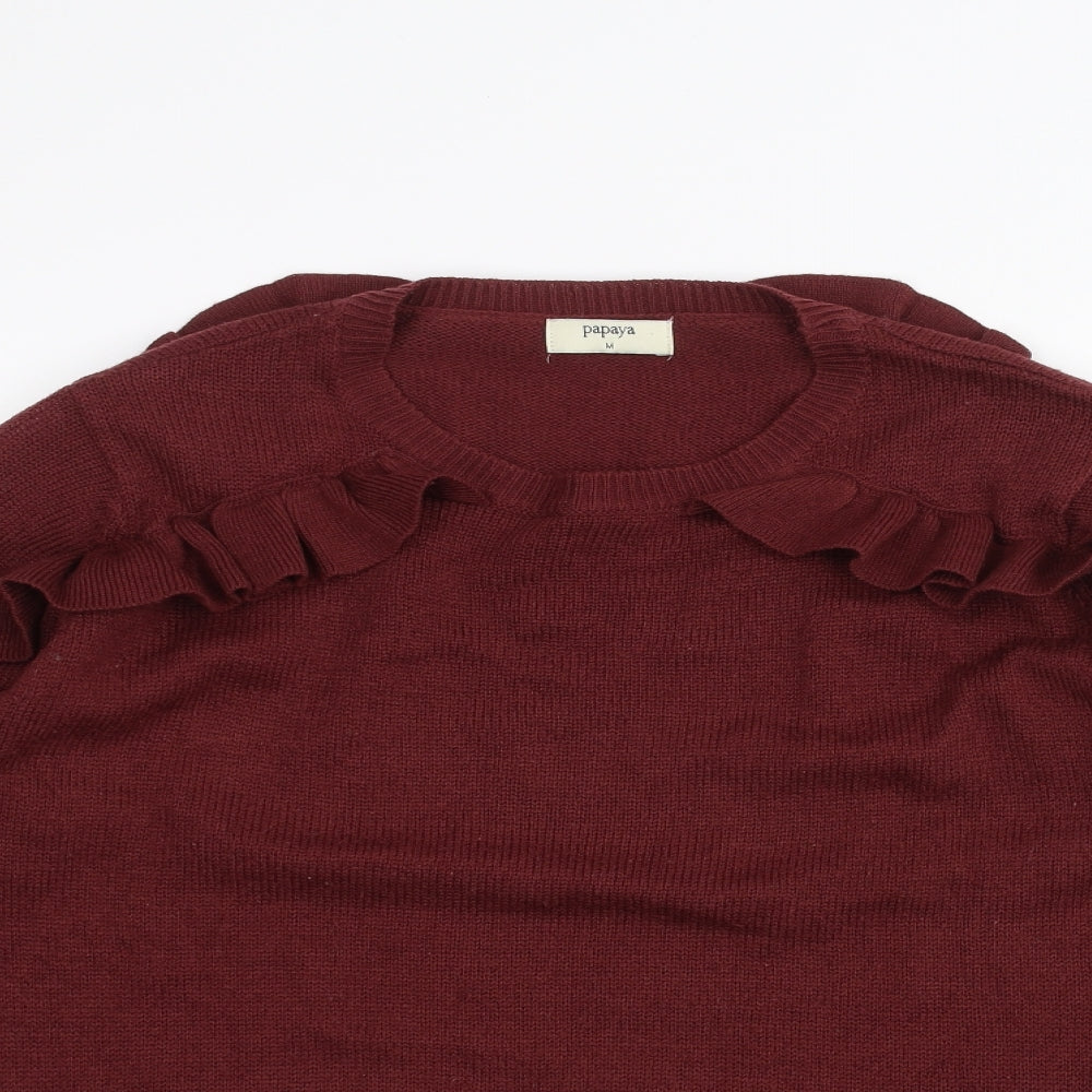 Womens UK Size M Papaya Red Pullover Jumper