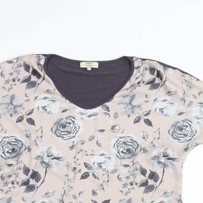 Papaya Womens Blue Floral  Basic T-Shirt Size 10