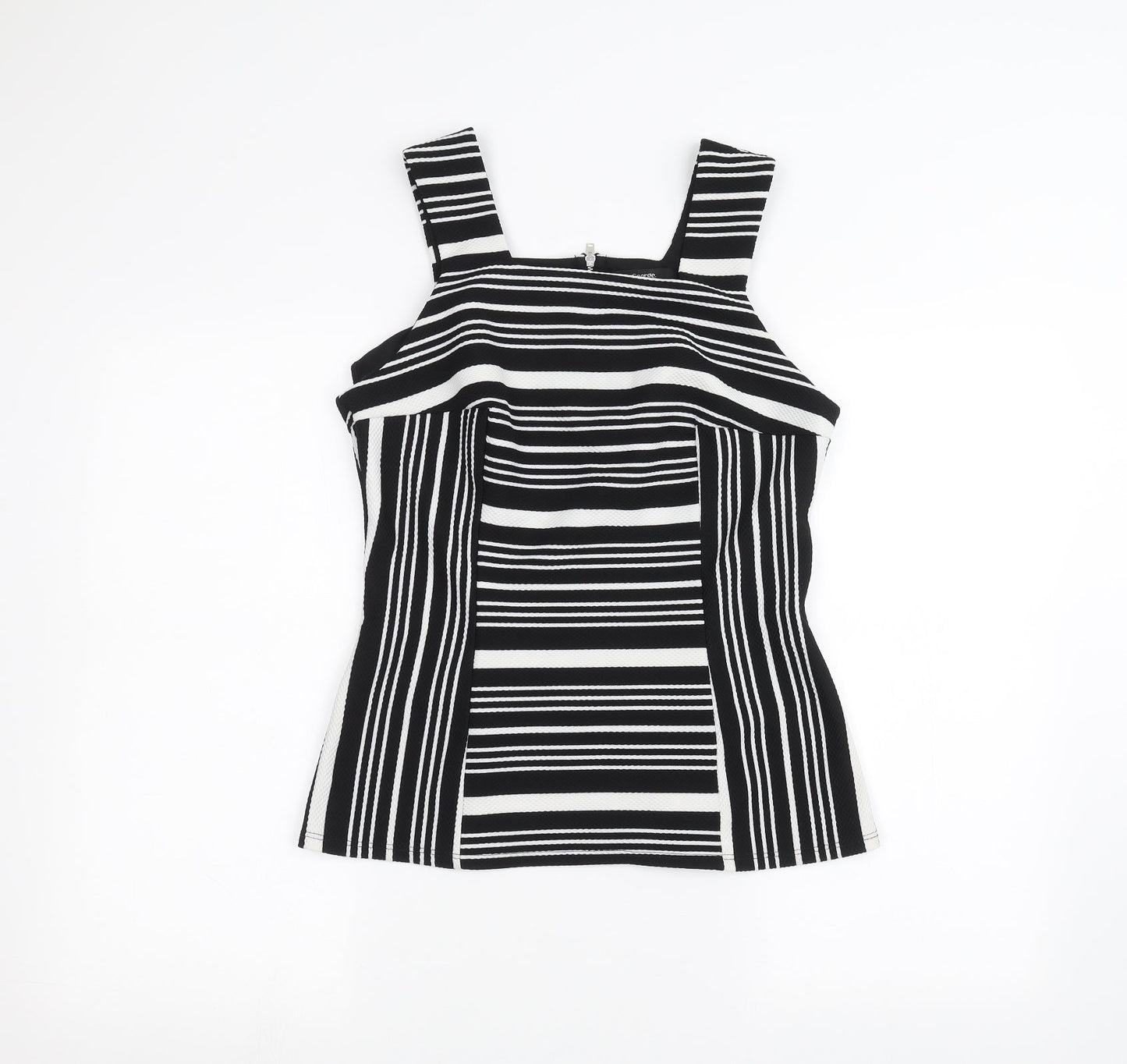 George Womens Black Striped  Basic Blouse Size 10