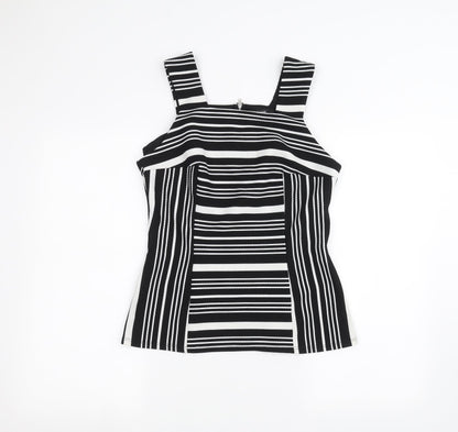 George Womens Black Striped  Basic Blouse Size 10