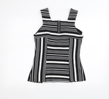 George Womens Black Striped  Basic Blouse Size 10