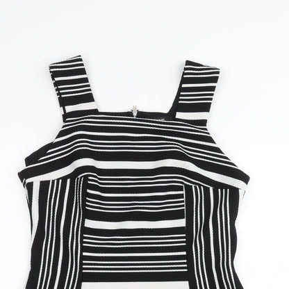 George Womens Black Striped  Basic Blouse Size 10