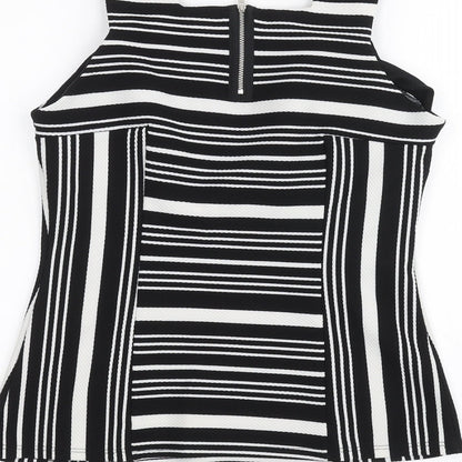 George Womens Black Striped  Basic Blouse Size 10