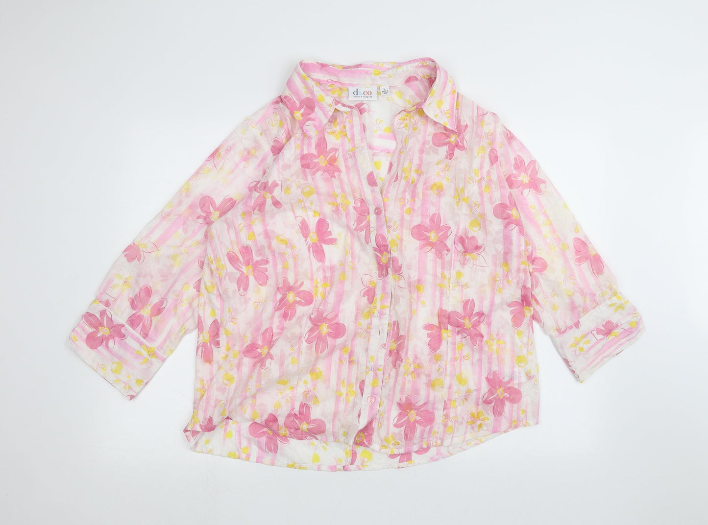 Womens UK Size L D&Co. White Basic Button-Up