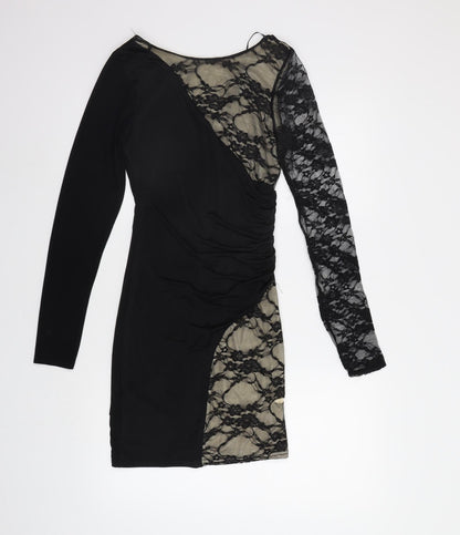 One Love Womens Black Floral  Bodycon  Size S