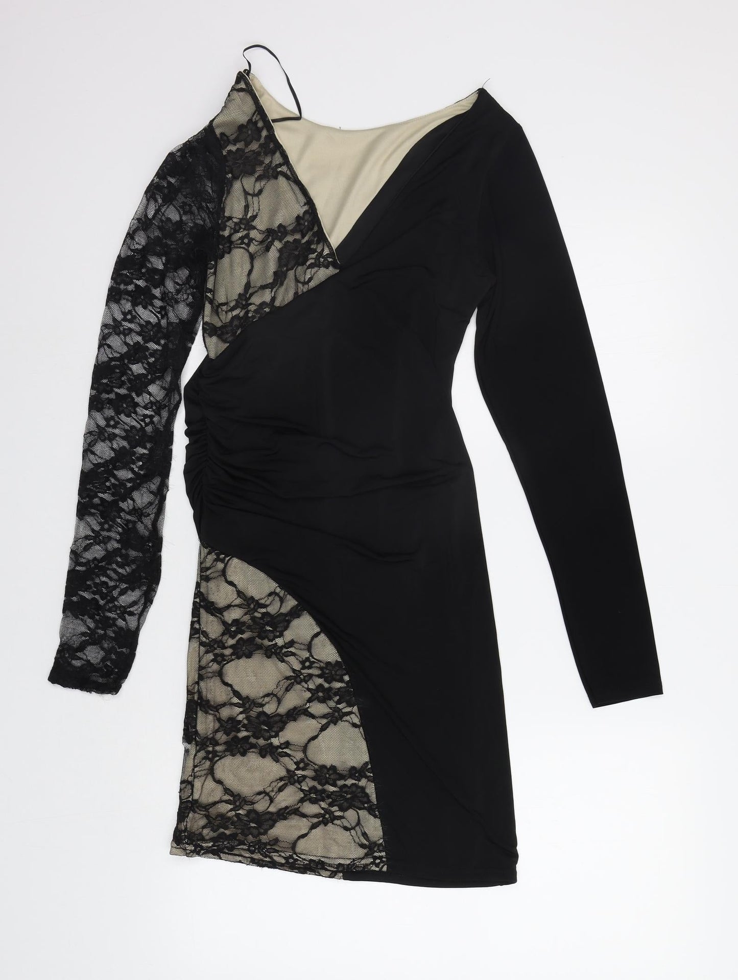 One Love Womens Black Floral  Bodycon  Size S