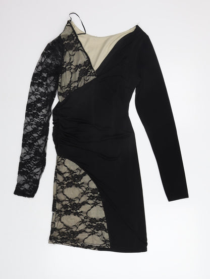 One Love Womens Black Floral  Bodycon  Size S