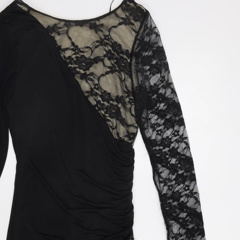 One Love Womens Black Floral  Bodycon  Size S