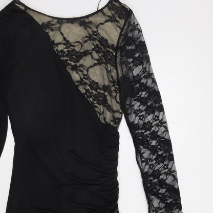 One Love Womens Black Floral  Bodycon  Size S