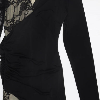 One Love Womens Black Floral  Bodycon  Size S