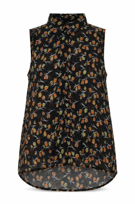AX Paris Womens Black   Basic Blouse Size 8  - Owls