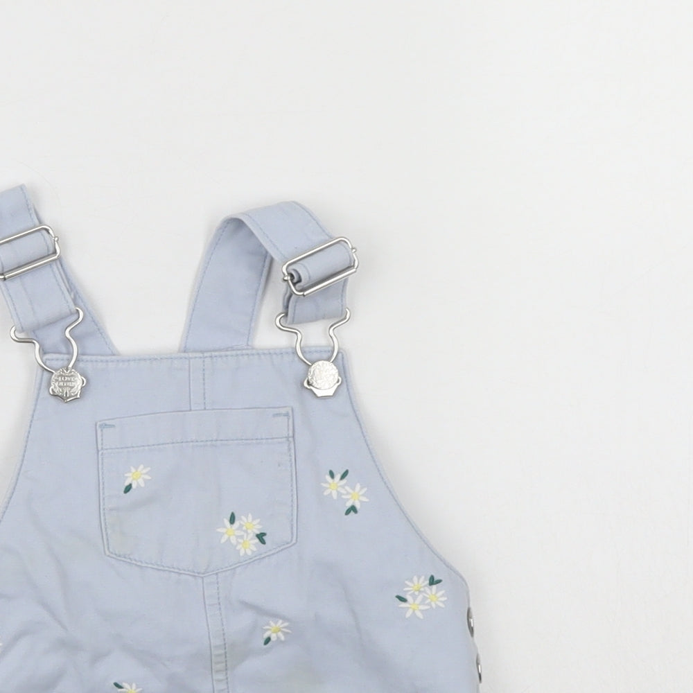 F&F Girls Blue Floral  Pinafore/Dungaree Dress