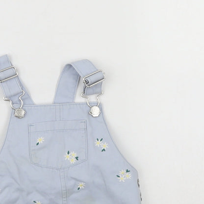 F&F Girls Blue Floral  Pinafore/Dungaree Dress