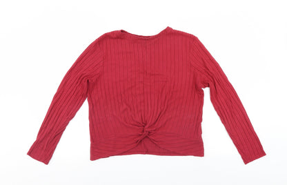 Primark Womens Red Striped  Wrap Jumper Size 18
