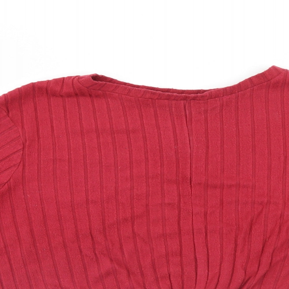 Primark Womens Red Striped  Wrap Jumper Size 18
